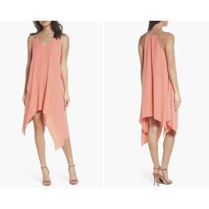 Adelyn Rae Georgina Shift Dress Pink Size Large Handkerchief Hem‎